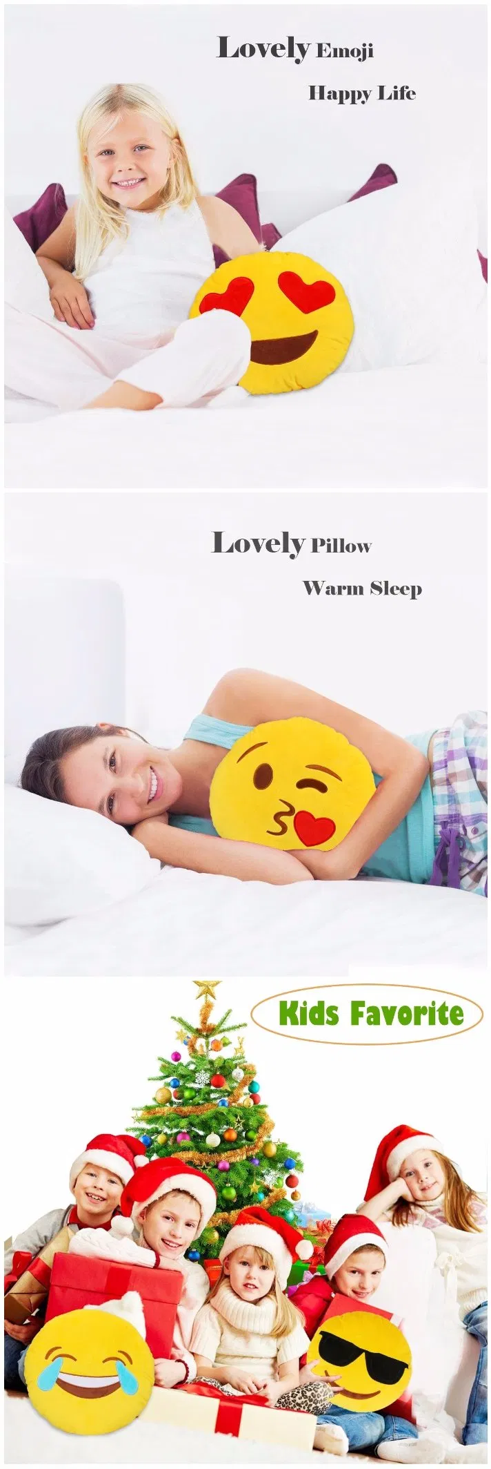 Smiley Pillow Emoticon Cushion Stuffed Plush Round Yellow Soft Pillow