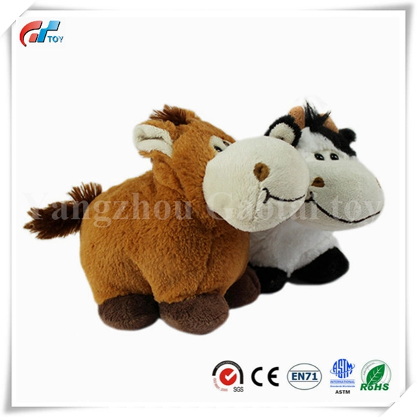 White and Brown Stuffed Cow Toy with Embroider Mouth
