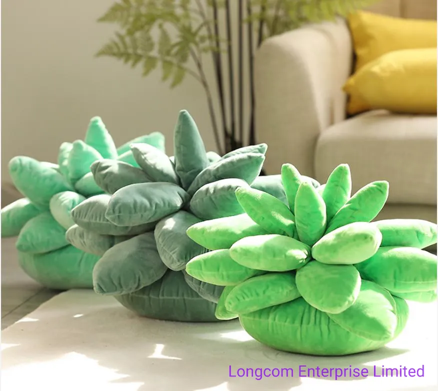Wholesale Simulation Succulent Cactus Plush Pillow Green Plant Sleeping Flower Pillow Sofa Cushion