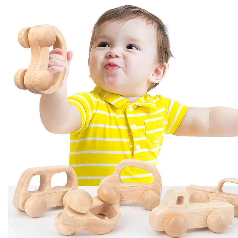 Wooden Car Push Set Toy for Kids 2 Years up  Educational Montessori Wooden Vehicles for Preschool Learning Aids Baby Boys Girls Toddlers