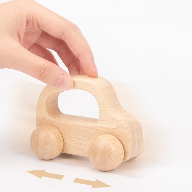 Wooden Car Push Set Toy for Kids 2 Years up Educational Montessori Wooden Vehicles for Preschool Learning Aids Baby Boys Girls Toddlers