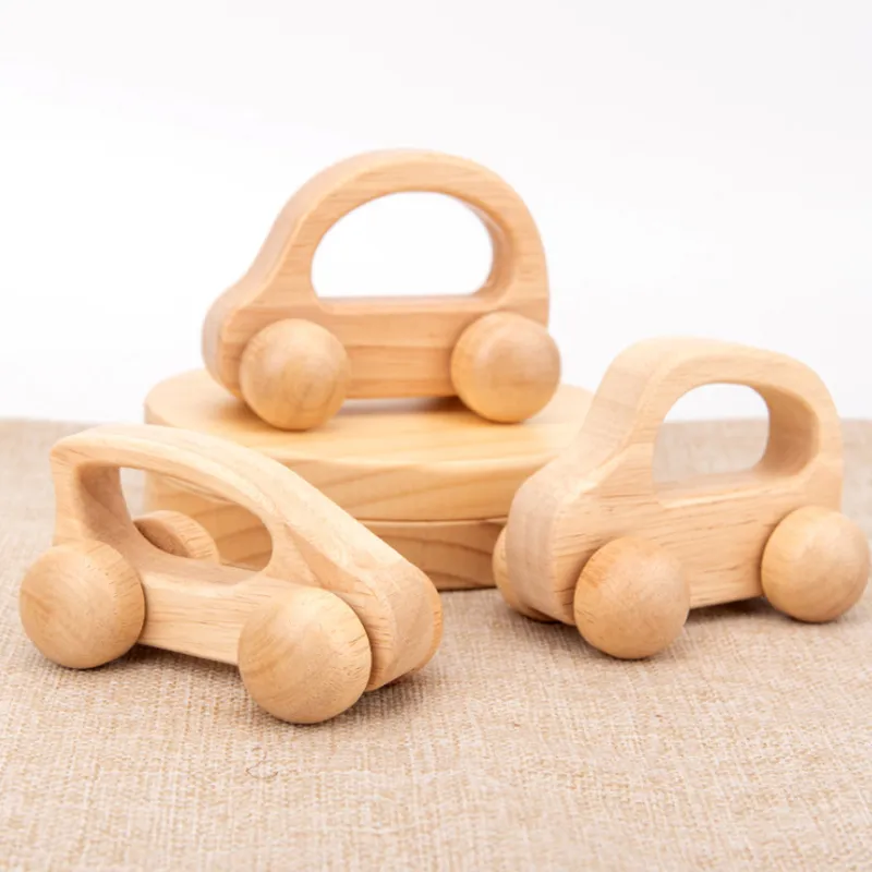 Wooden Car Push Set Toy for Kids 2 Years up Educational Montessori Wooden Vehicles for Preschool Learning Aids Baby Boys Girls Toddlers