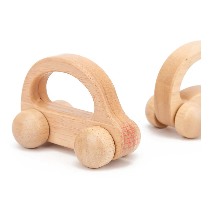 Wooden Car Push Set Toy for Kids 2 Years up Educational Montessori Wooden Vehicles for Preschool Learning Aids Baby Boys Girls Toddlers